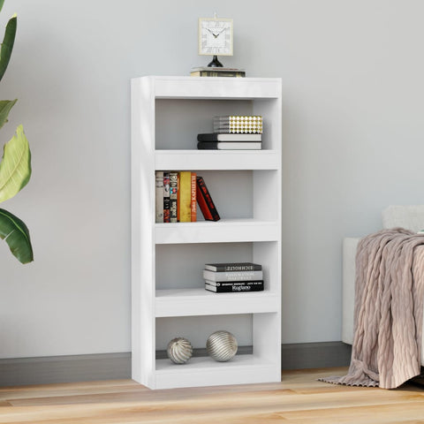 vidaXL Book Cabinet/Room Divider High Gloss White 60x30x135 cm Engineered Wood