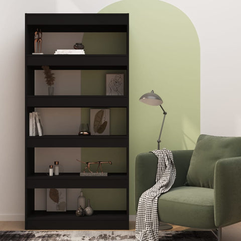 vidaXL Book Cabinet/Room Divider Black 80x30x166 cm Engineered Wood