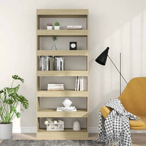 vidaXL Book Cabinet/Room Divider Sonoma Oak 80x30x198 cm Engineered Wood