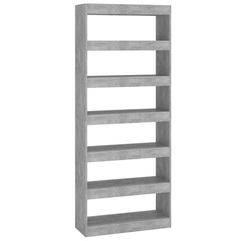 vidaXL Book Cabinet/Room Divider Concrete Grey 80x30x198 cm Engineered Wood