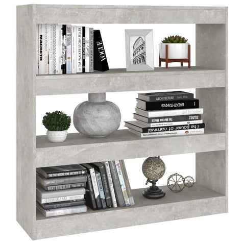 vidaXL Book Cabinet/Room Divider Concrete Grey 100x30x103 cm