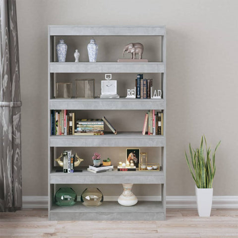vidaXL Book Cabinet/Room Divider Concrete Grey 100x30x166 cm