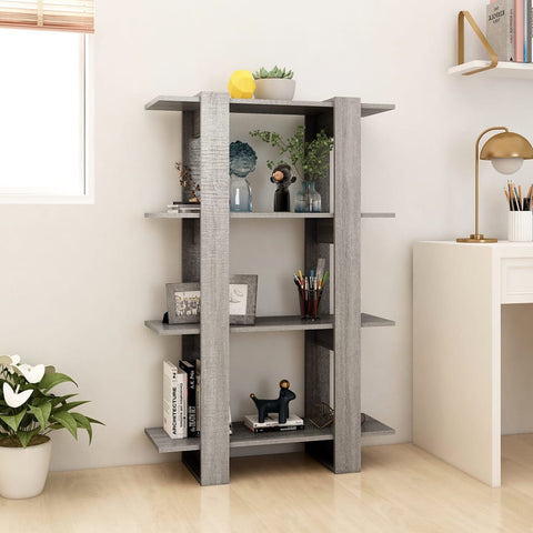 vidaXL Book Cabinet/Room Divider Grey Sonoma 80x30x123.5 cm