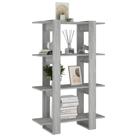 vidaXL Book Cabinet/Room Divider Grey Sonoma 80x30x123.5 cm