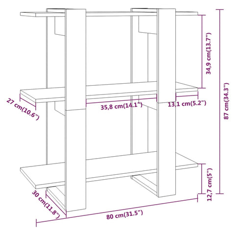 vidaXL Book Cabinet/Room Divider Brown Oak 80x30x87 cm