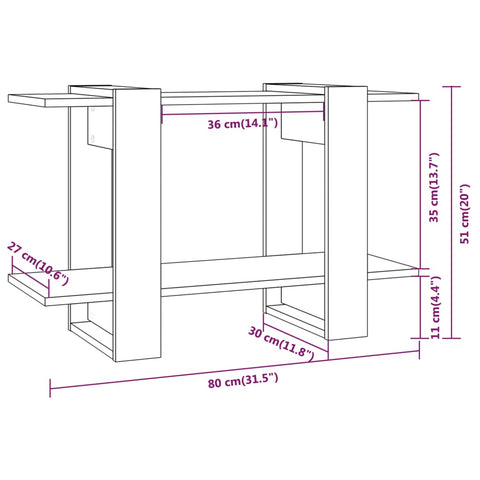 vidaXL Book Cabinet/Room Divider Grey Sonoma 80x30x51 cm