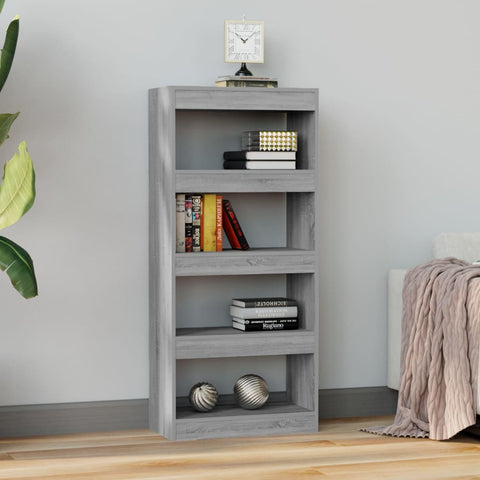 vidaXL Book Cabinet/Room Divider Grey Sonoma 60x30x135 cm Engineered Wood