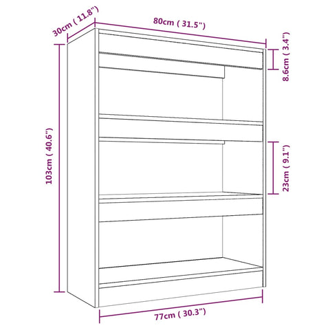 vidaXL Book Cabinet/Room Divider Smoked Oak 80x30x103 cm Engineered wood