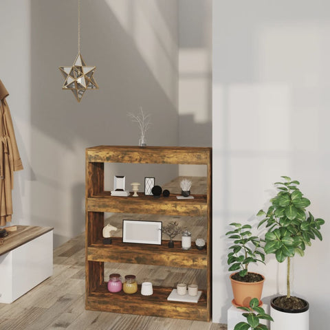vidaXL Book Cabinet/Room Divider Smoked Oak 80x30x103 cm Engineered wood