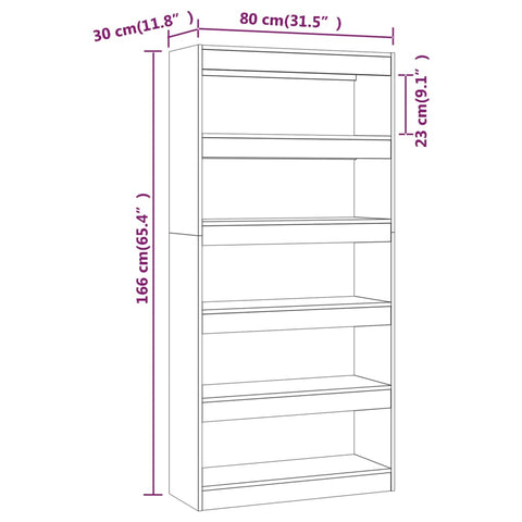 vidaXL Book Cabinet/Room Divider Brown Oak 80x30x166 cm Engineered Wood
