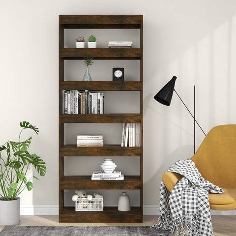 vidaXL Book Cabinet/Room Divider Smoked Oak 80x30x198 cm Engineered Wood