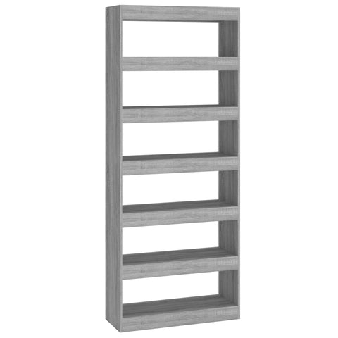 vidaXL Book Cabinet/Room Divider Grey Sonoma 80x30x198 cm Engineered Wood