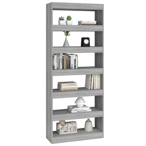 vidaXL Book Cabinet/Room Divider Grey Sonoma 80x30x198 cm Engineered Wood