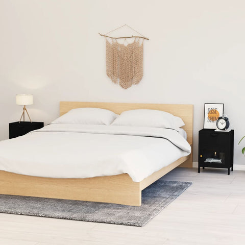 vidaXL Nightstands 2 pcs Black 40x30x54.5 cm Steel and Glass