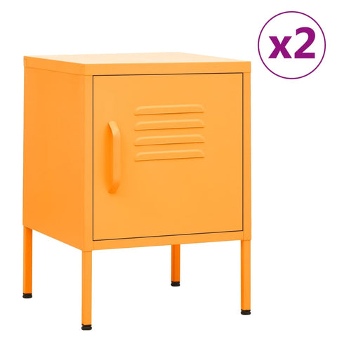 vidaXL Nightstands 2 pcs Mustard Yellow 35x35x51 cm Steel