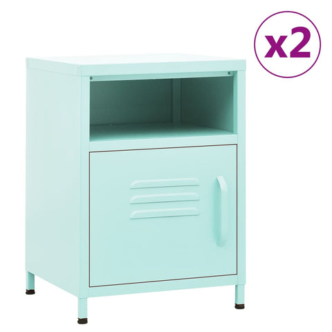 vidaXL Nightstands 2 pcs Mint 35x35x51 cm Steel