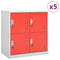 vidaXL Locker Cabinets 5 pcs Light Grey and Red 90x45x92.5 cm Steel