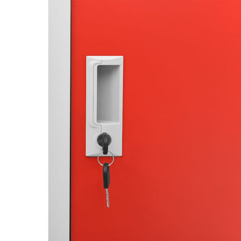 vidaXL Locker Cabinets 5 pcs Light Grey and Red 90x45x92.5 cm Steel