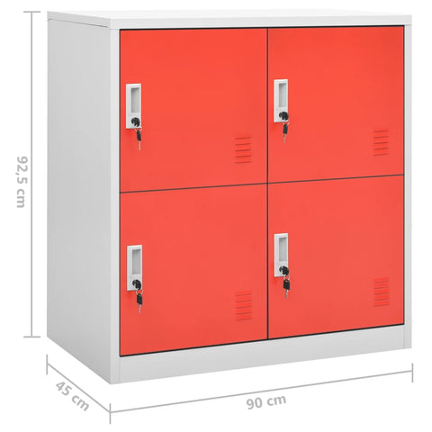 vidaXL Locker Cabinets 5 pcs Light Grey and Red 90x45x92.5 cm Steel