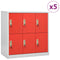 vidaXL Locker Cabinets 5 pcs Light Grey and Red 90x45x92.5 cm Steel