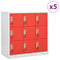 vidaXL Locker Cabinets 5 pcs Light Grey and Red 90x45x92.5 cm Steel