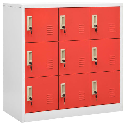 vidaXL Locker Cabinets 5 pcs Light Grey and Red 90x45x92.5 cm Steel