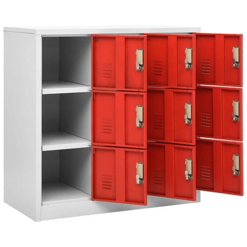 vidaXL Locker Cabinets 5 pcs Light Grey and Red 90x45x92.5 cm Steel