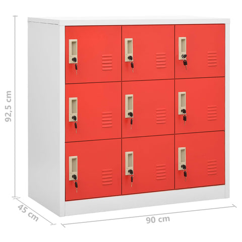 vidaXL Locker Cabinets 5 pcs Light Grey and Red 90x45x92.5 cm Steel