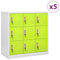 vidaXL Locker Cabinets 5 pcs Light Grey and Green 90x45x92.5 cm Steel