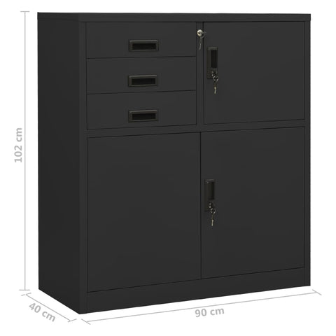 vidaXL Office Cabinet with Planter Box Anthracite 90x40x125 cm Steel