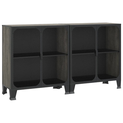 vidaXL Storage Cabinets 2 pcs Grey 72x36x82 cm Metal and MDF