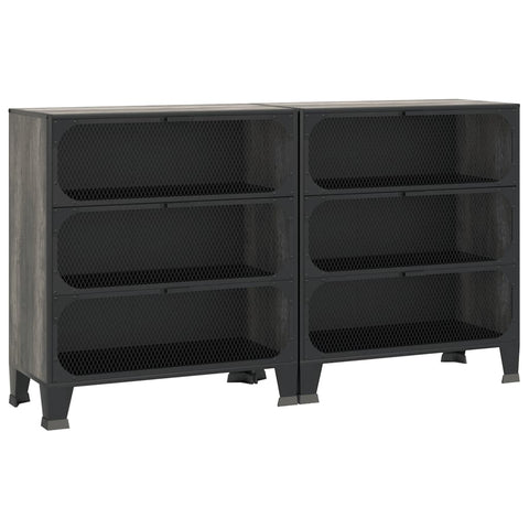 vidaXL Storage Cabinets 2 pcs Grey 72x36x82 cm Metal and MDF