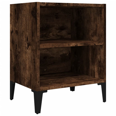 vidaXL Bed Cabinet with Metal Legs Smoked Oak 40x30x50 cm