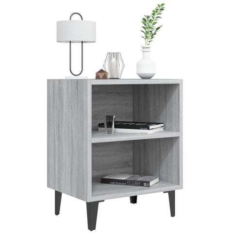 vidaXL Bed Cabinet with Metal Legs Grey Sonoma 40x30x50 cm