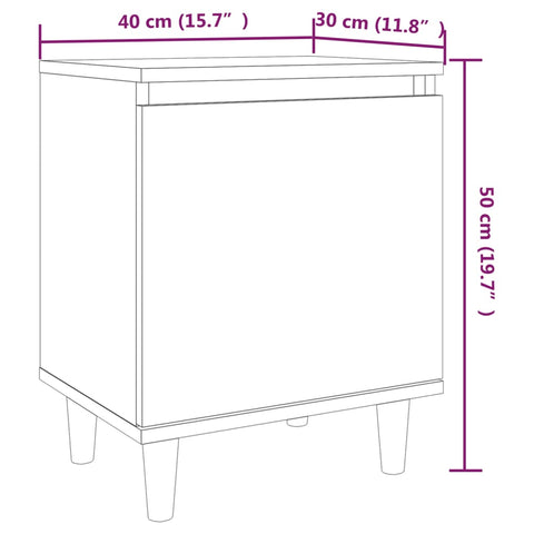 vidaXL Bed Cabinets with Solid Wood Legs 2 pcs Smoked Oak 40x30x50 cm