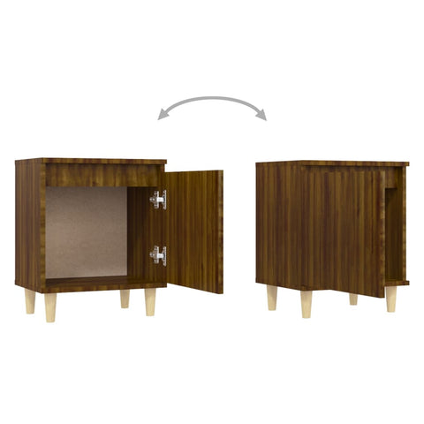 vidaXL Bed Cabinets with Solid Wood Legs 2 pcs Brown Oak 40x30x50 cm