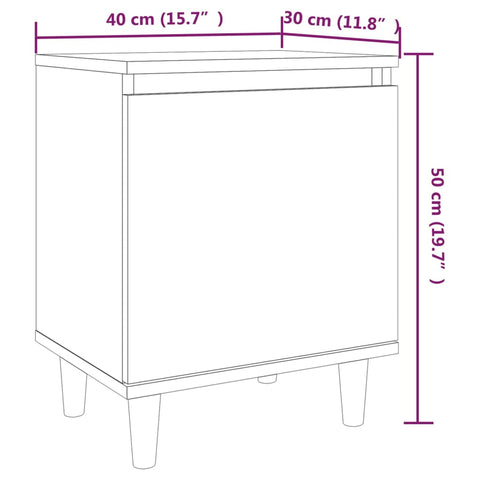 vidaXL Bed Cabinets with Solid Wood Legs 2 pcs Brown Oak 40x30x50 cm