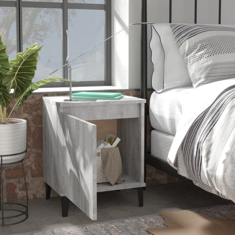 vidaXL Bed Cabinets with Metal Legs Grey Sonoma 40x30x50 cm