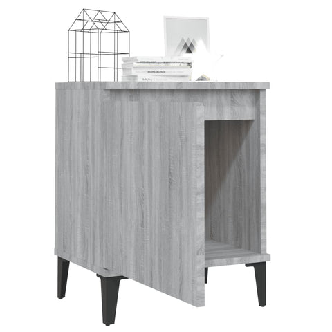 vidaXL Bed Cabinets with Metal Legs Grey Sonoma 40x30x50 cm