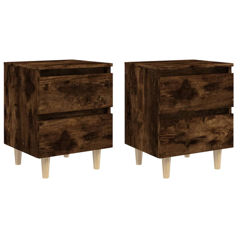vidaXL Bed Cabinets with Solid Wood Legs 2 pcs Smoked Oak 40x35x50 cm