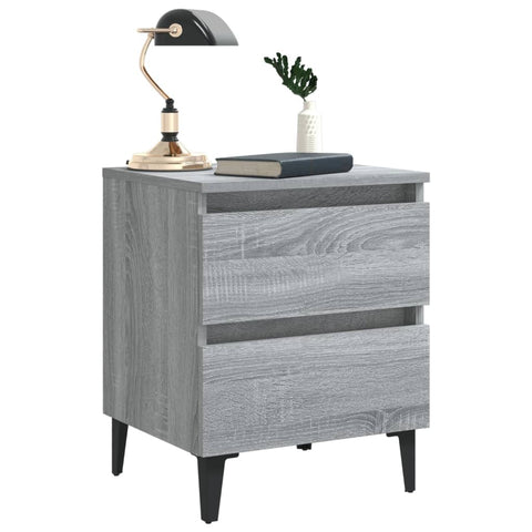 vidaXL Bed Cabinet with Metal Legs Grey Sonoma 40x35x50 cm