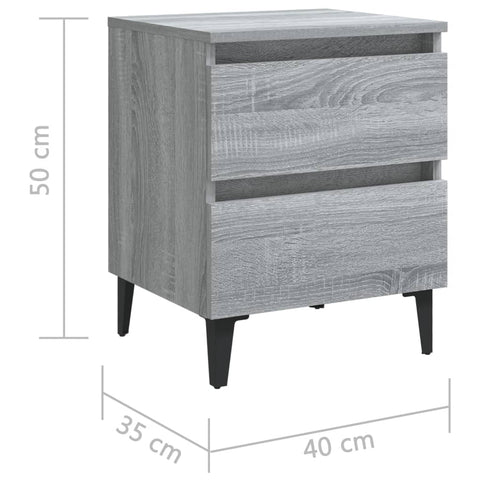 vidaXL Bed Cabinet with Metal Legs Grey Sonoma 40x35x50 cm