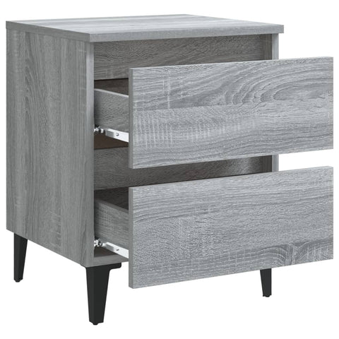 vidaXL Bed Cabinets with Metal Legs 2 pcs Grey Sonoma 40x35x50 cm