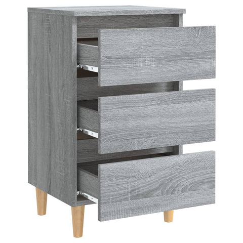 vidaXL Bed Cabinet with Solid Wood Legs Grey Sonoma 40x35x69 cm