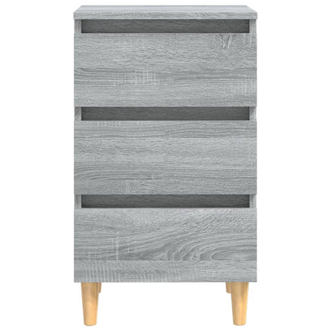 vidaXL Bed Cabinet with Solid Wood Legs Grey Sonoma 40x35x69 cm