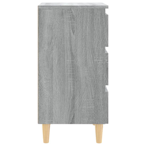 vidaXL Bed Cabinet with Solid Wood Legs Grey Sonoma 40x35x69 cm