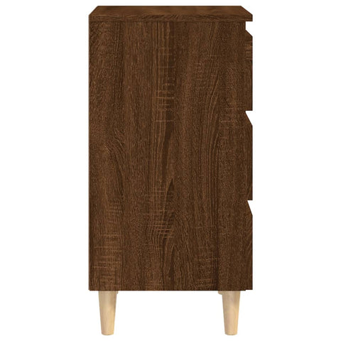 vidaXL Bed Cabinet with Solid Wood Legs Brown Oak 40x35x69 cm