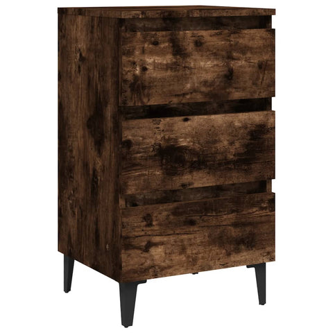 vidaXL Bed Cabinet with Metal Legs Smoked Oak 40x35x69 cm