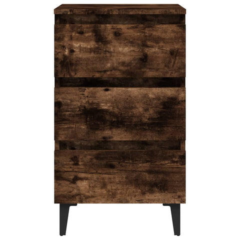 vidaXL Bed Cabinet with Metal Legs Smoked Oak 40x35x69 cm