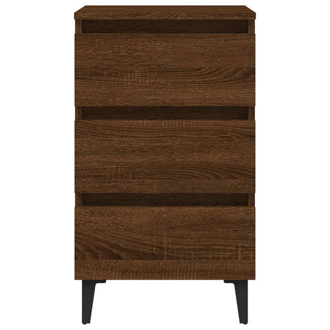 vidaXL Bed Cabinet with Metal Legs Brown Oak 40x35x69 cm